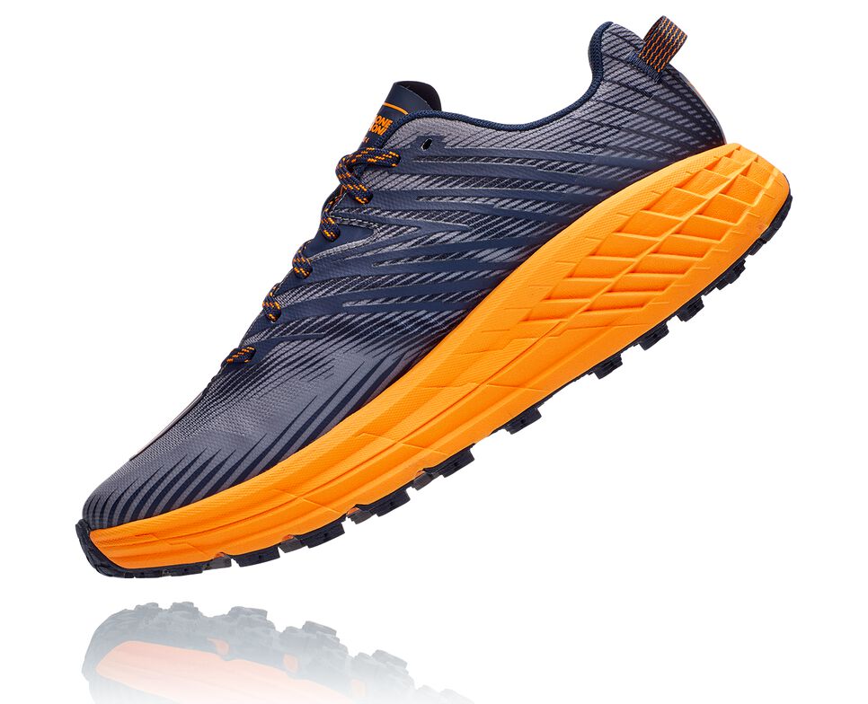 Men's Hoka One One Speedgoat 4 Trail Running Shoes Black Iris / Bright Marigold | UHDECP640