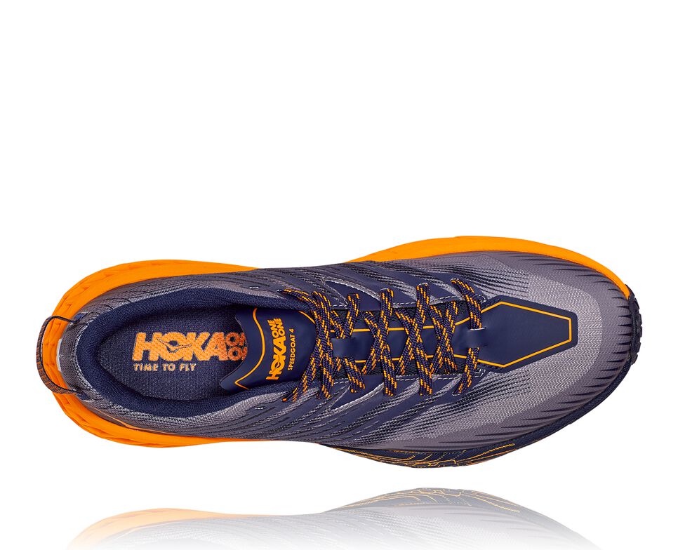 Men's Hoka One One Speedgoat 4 Trail Running Shoes Black Iris / Bright Marigold | UHDECP640