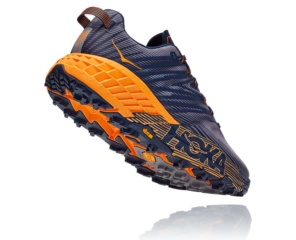 Men's Hoka One One Speedgoat 4 Trail Running Shoes Black Iris / Bright Marigold | UHDECP640