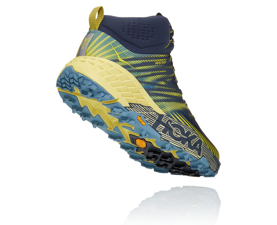 Men's Hoka One One Speedgoat Mid GORE-TEX 2 Hiking Boots Black Iris / Blue | MOGFRD254