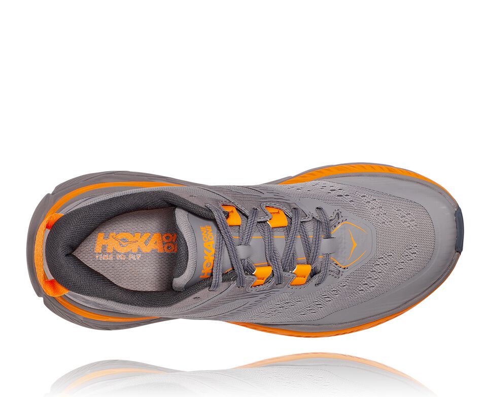 Men's Hoka One One Stinson Atr 6 Trail Running Shoes Frost Gray / Bright Marigold | PILZGJ634