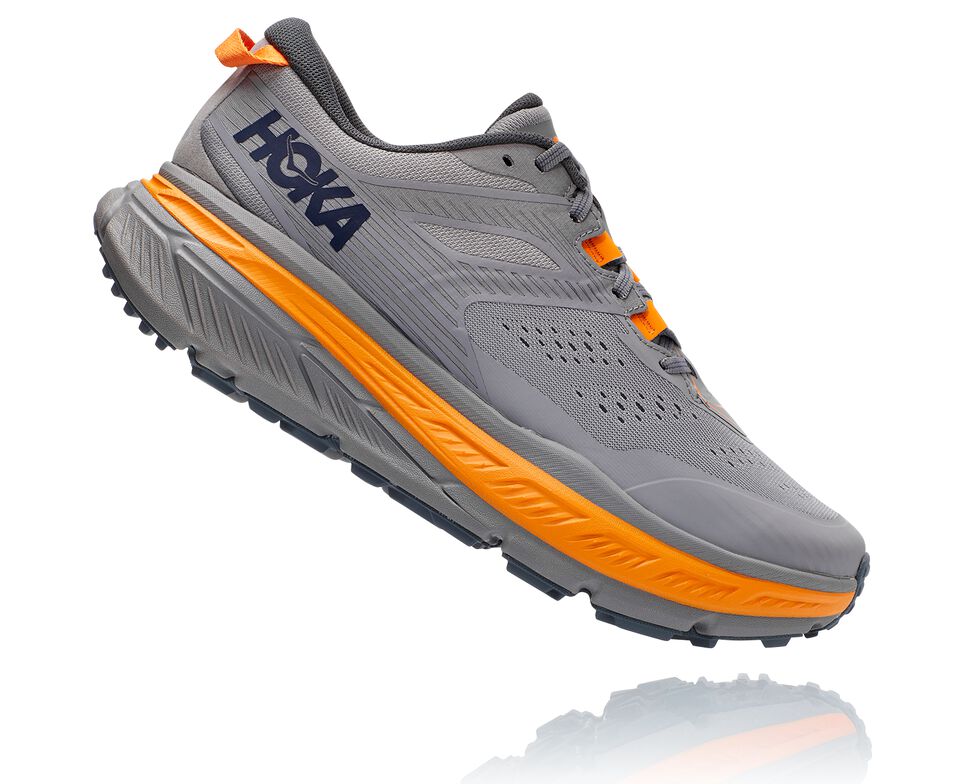 Men's Hoka One One Stinson Atr 6 Trail Running Shoes Frost Gray / Bright Marigold | PILZGJ634