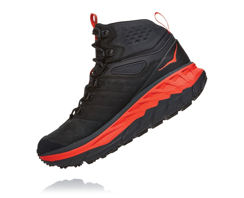 Men's Hoka One One Stinson Mid GORE-TEX Hiking Boots Anthracite / Mandarin Red | VMFKZB135