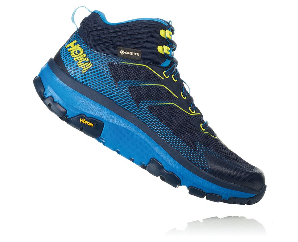 Men's Hoka One One Toa GORE-TEX Hiking Boots Black Iris / Blue | ECTWKG194