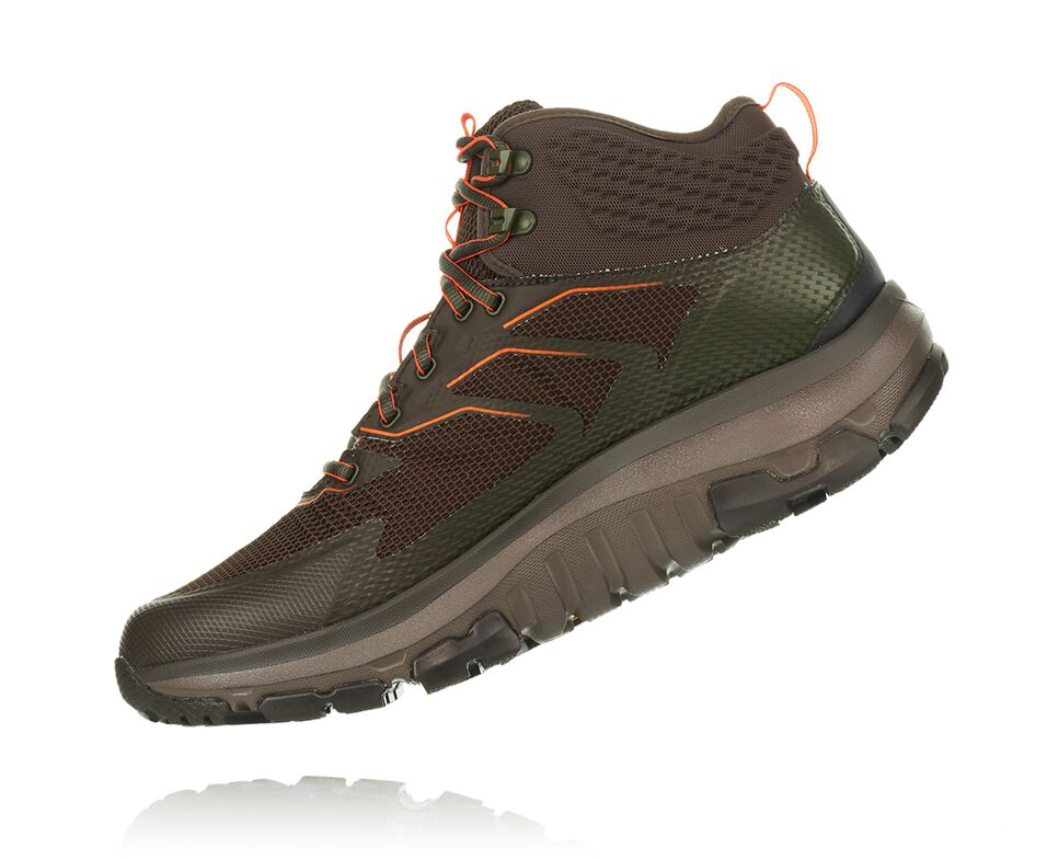 Men's Hoka One One Toa GORE-TEX Hiking Boots Black Olive/ Orange | STPHYO869