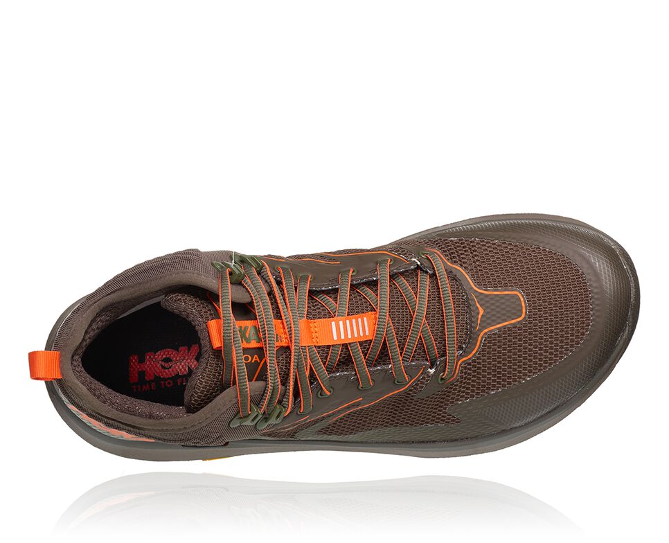 Men's Hoka One One Toa GORE-TEX Hiking Boots Black Olive/ Orange | STPHYO869