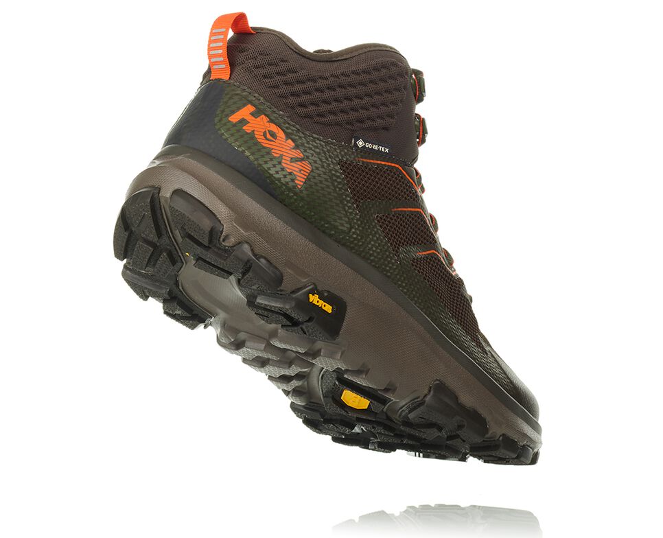 Men's Hoka One One Toa GORE-TEX Hiking Boots Black Olive/ Orange | STPHYO869