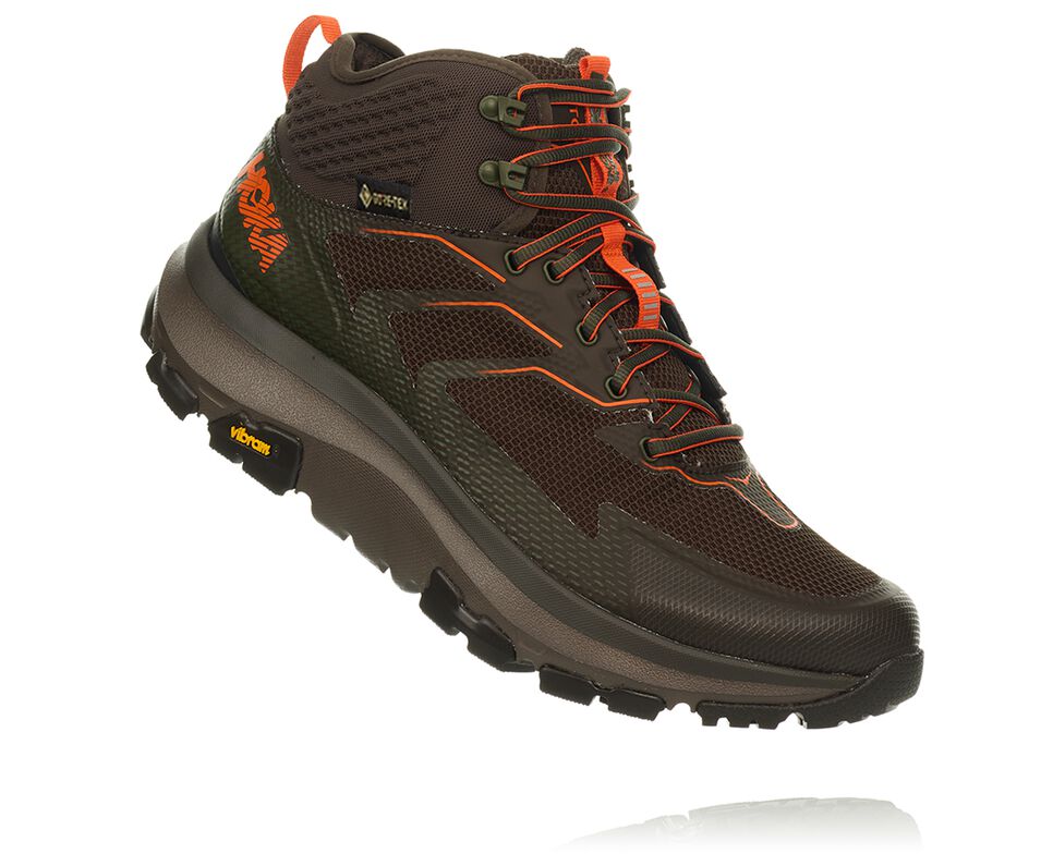 Men\'s Hoka One One Toa GORE-TEX Hiking Boots Black Olive/ Orange | STPHYO869