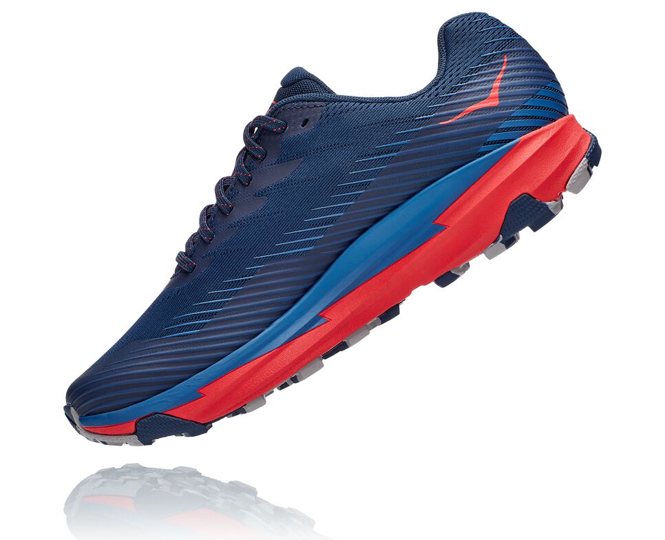 Men's Hoka One One Torrent 2 Trail Running Shoes Moonlit Ocean / High Risk Red | RLOXEM573