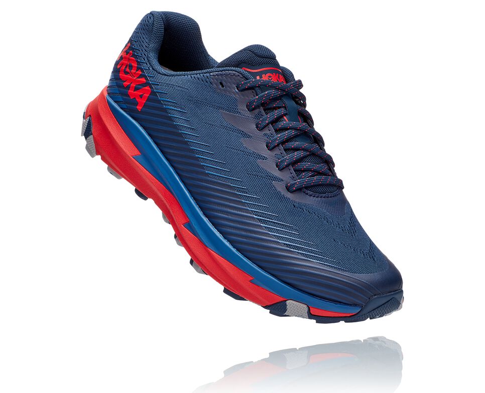 Men\'s Hoka One One Torrent 2 Trail Running Shoes Moonlit Ocean / High Risk Red | RLOXEM573