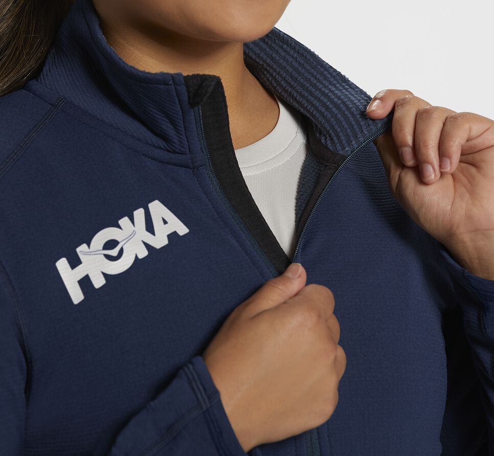 Women's Hoka One One 1/2 Zip Midlayer Running Tops Moonlit Ocean | LJISAN945