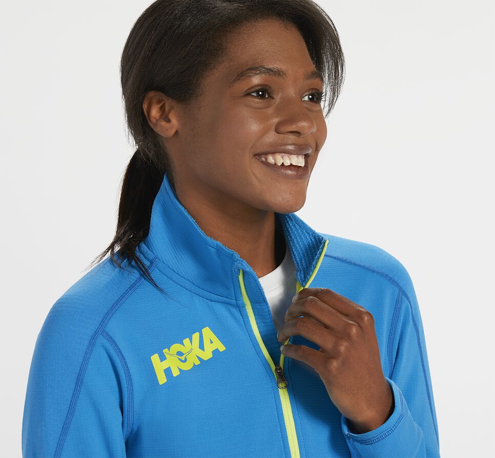 Women's Hoka One One 1/2 Zip Midlayer Running Tops Diva Blue | SNJOBH168