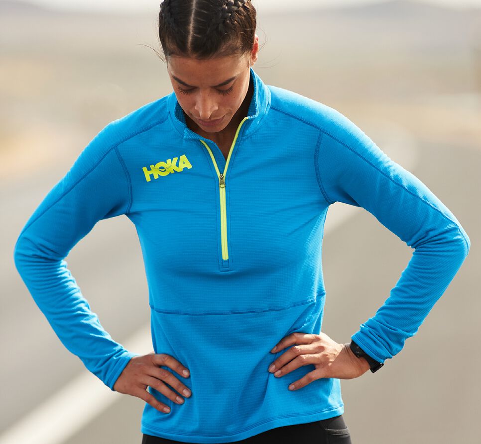 Women's Hoka One One 1/2 Zip Midlayer Running Tops Diva Blue | SNJOBH168