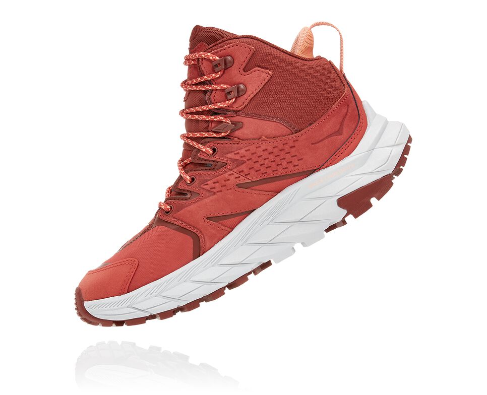 Women's Hoka One One Anacapa Mid GORE-TEX Hiking Boots Hot Sauce / Cherry Mahogany | DRAZEC178