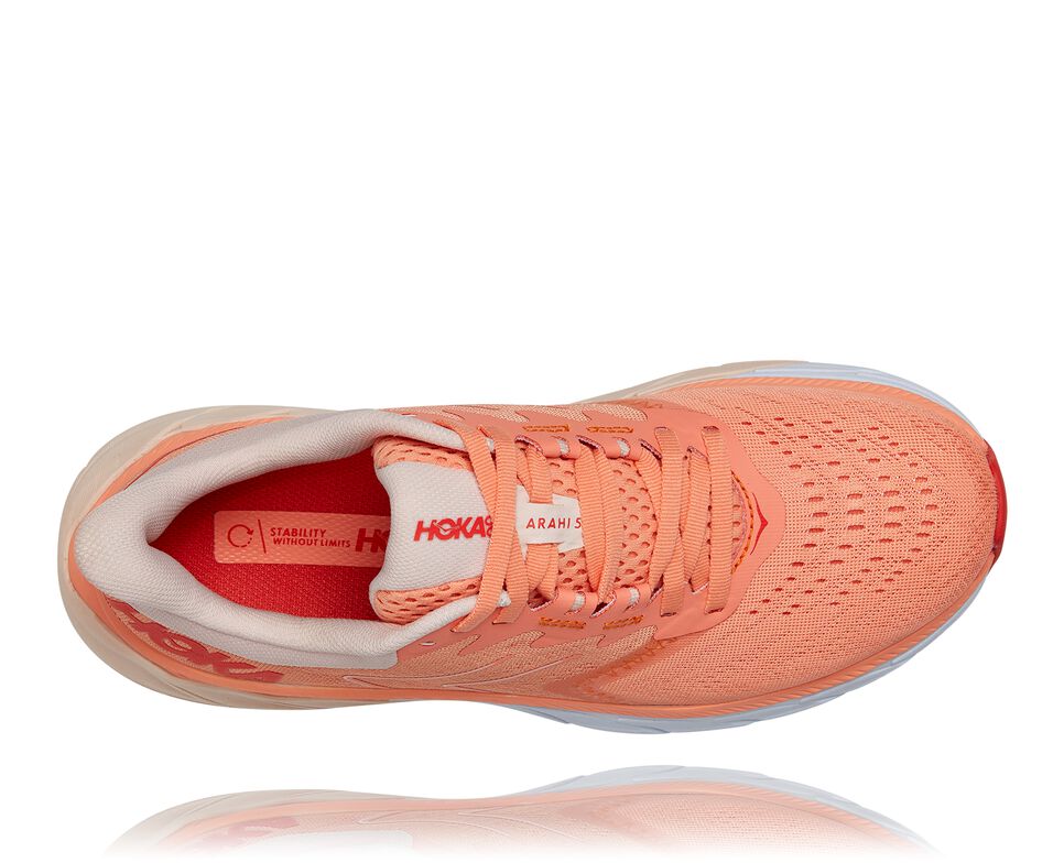 Women's Hoka One One Arahi 5 Road Running Shoes Cantaloupe / Silver Peony | PGRYEK897