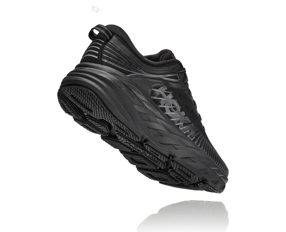 Women's Hoka One One Bondi 7 Road Running Shoes Black / Black | CVRHQZ216