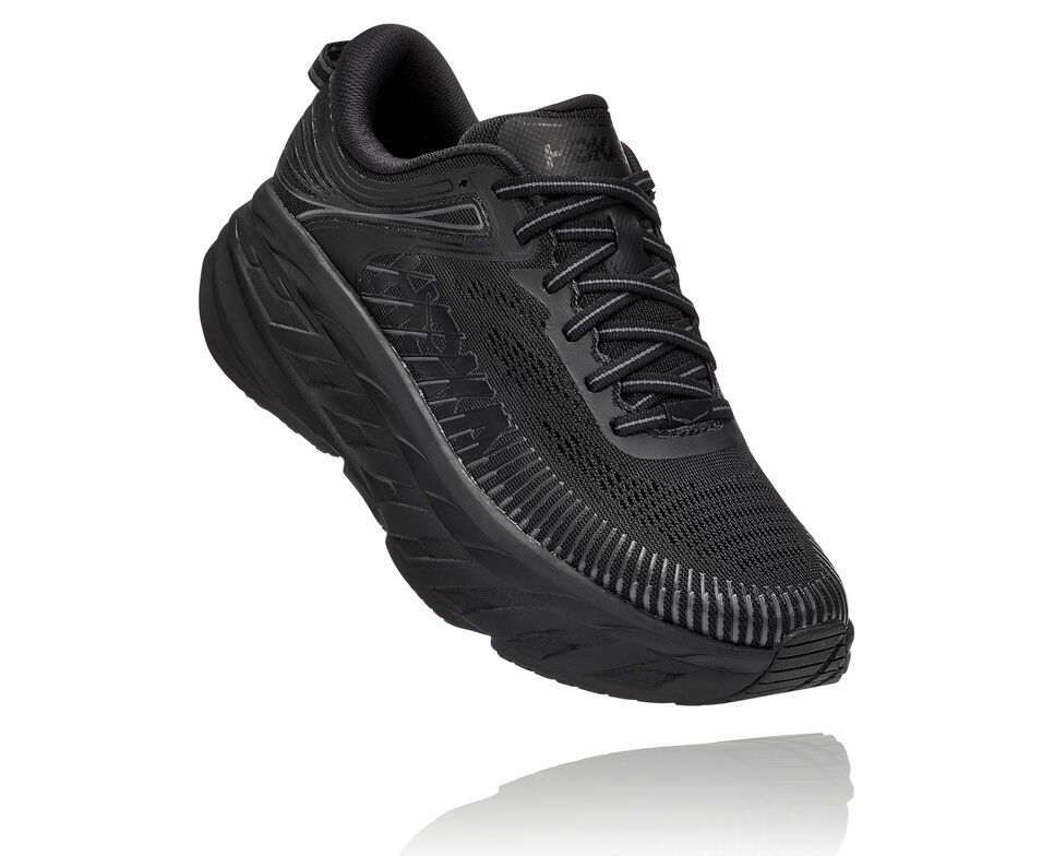 Women\'s Hoka One One Bondi 7 Road Running Shoes Black / Black | CVRHQZ216