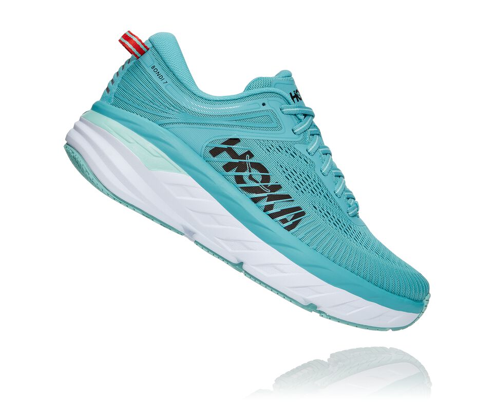 Women's Hoka One One Bondi 7 Road Running Shoes Aquarelle / Eggshell Blue | IOPHWN296