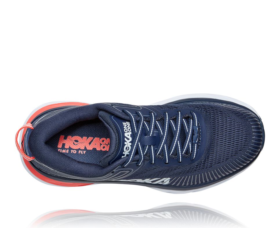 Women's Hoka One One Bondi 7 Road Running Shoes Black Iris / Ballad Blue | PKZMXC840