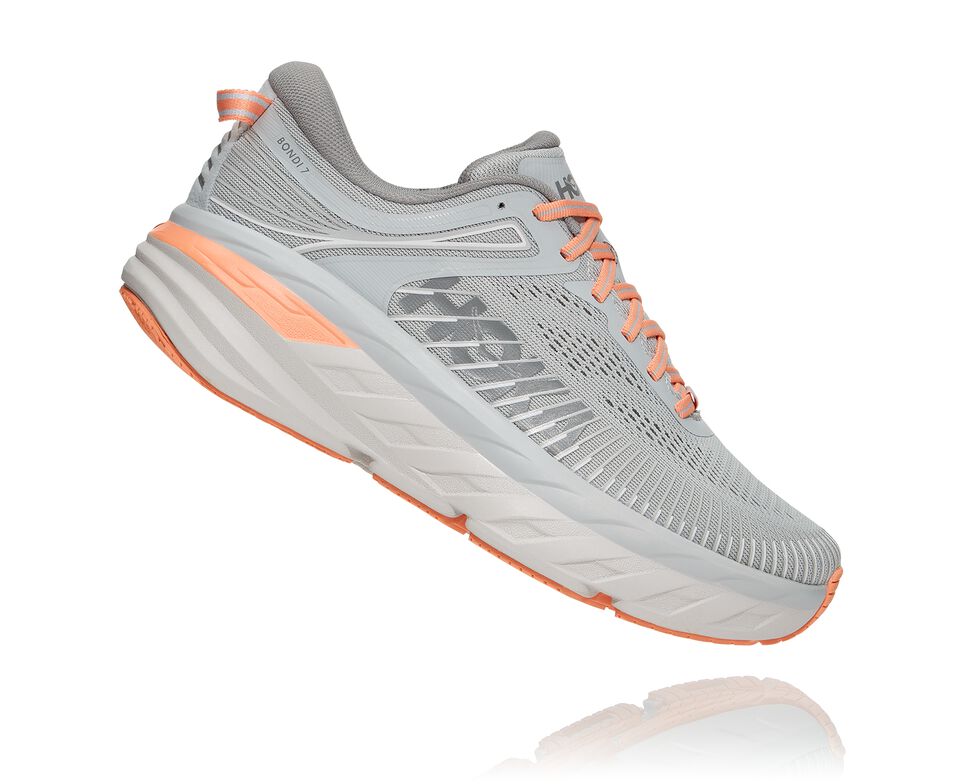 Women's Hoka One One Bondi 7 Road Running Shoes Harbor Mist / Sharkskin | YCNMSJ846