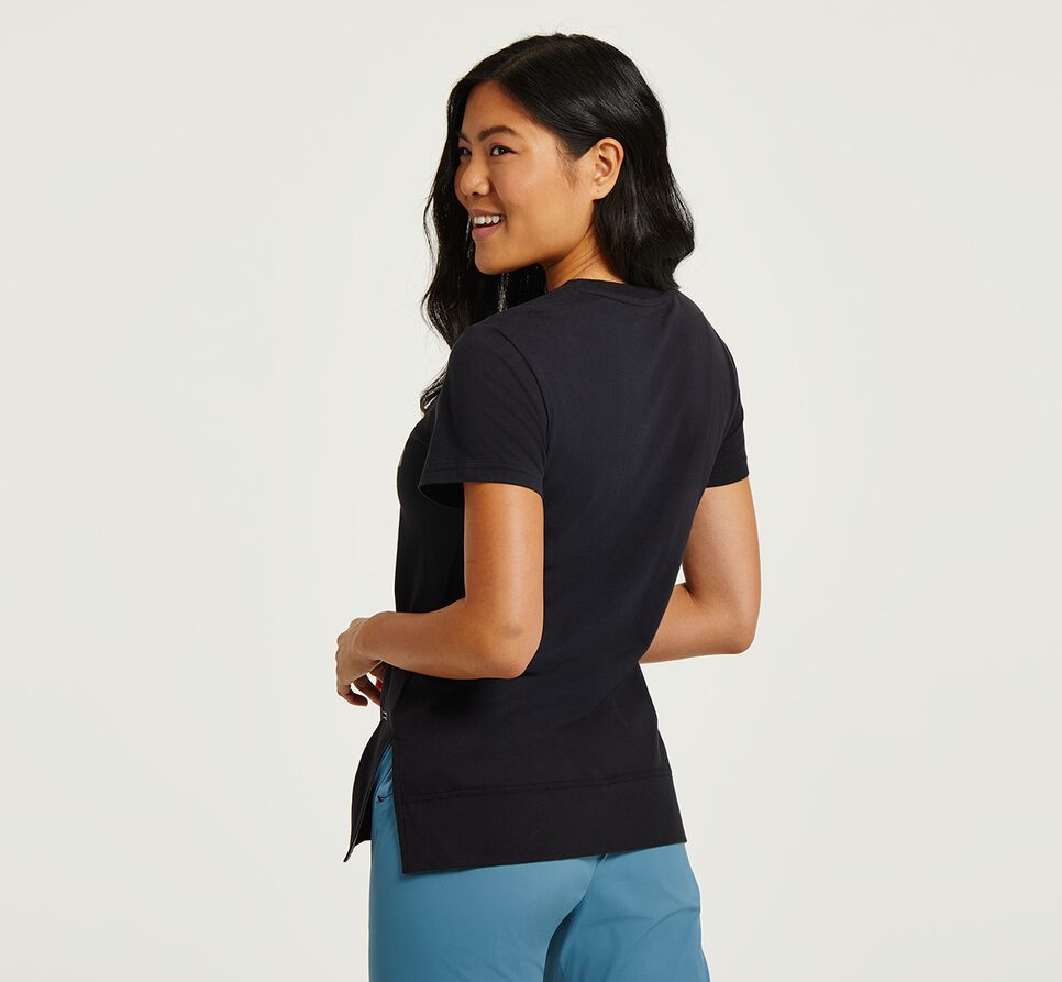 Women's Hoka One One Brand Tee Running Tees Black / Castlerock | RIUCAE923