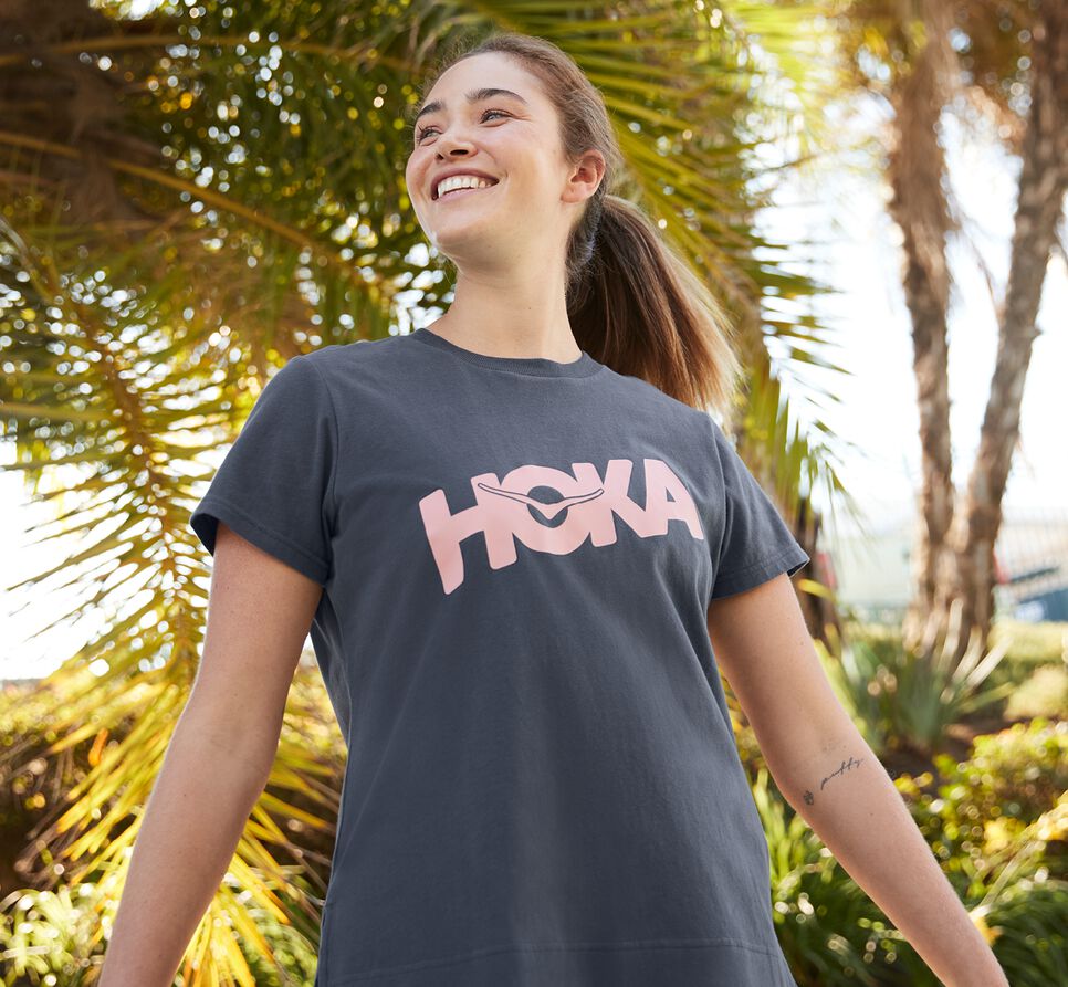 Women's Hoka One One Brand Tee Running Tees Ombre Blue | WOINKJ361