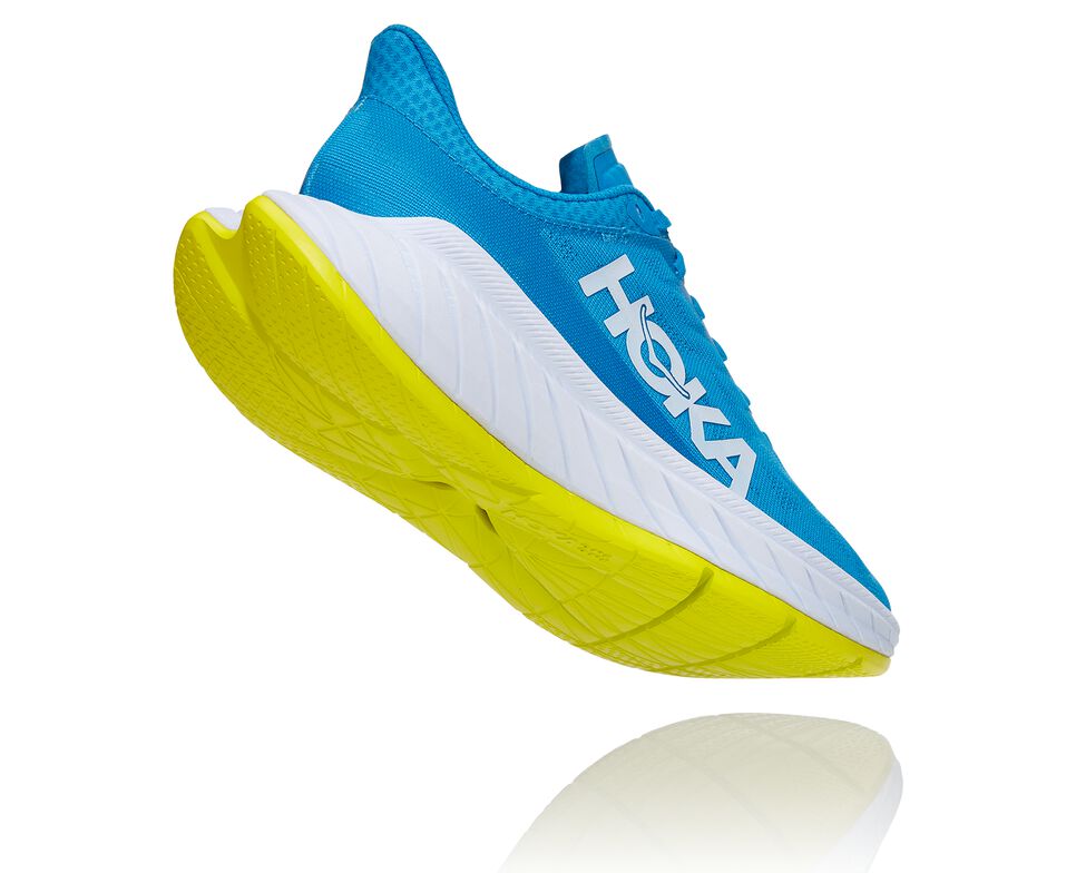 Women's Hoka One One Carbon X 2 Road Running Shoes Diva Blue / Citrus | BQWSZD214