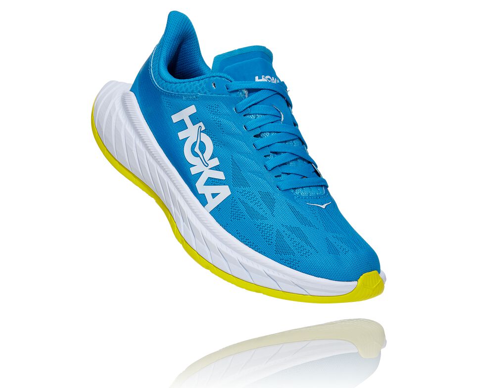 Women\'s Hoka One One Carbon X 2 Road Running Shoes Diva Blue / Citrus | BQWSZD214