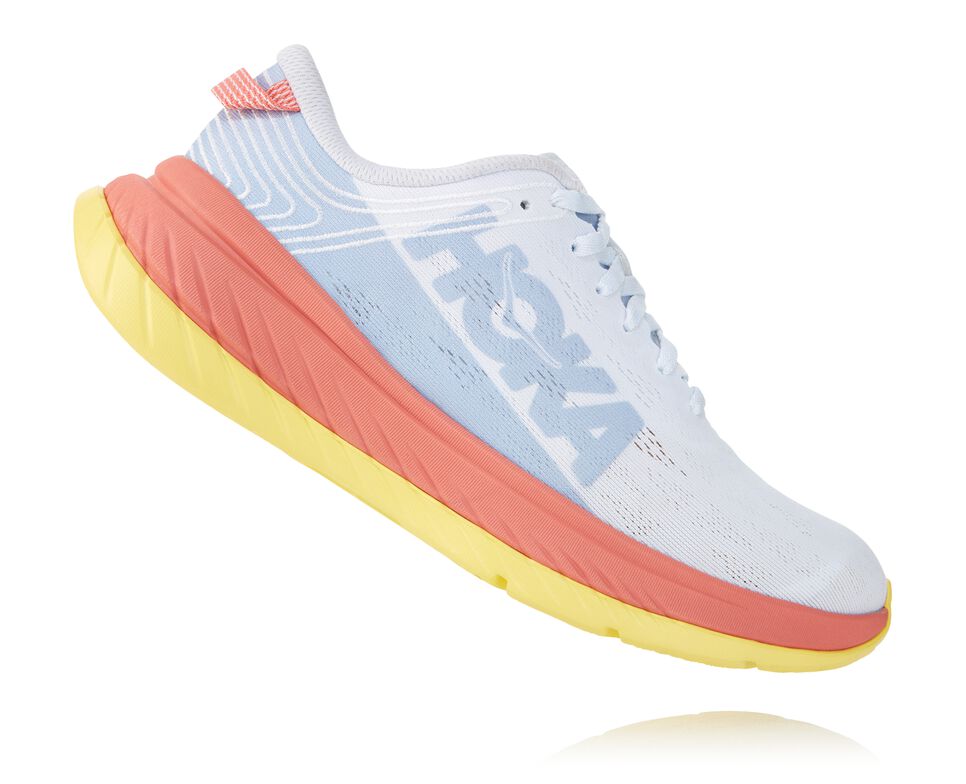 Women's Hoka One One Carbon X Road Running Shoes Nimbus Cloud / Lantana | YJIVMS361