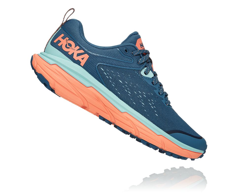 Women's Hoka One One Challenger ATR 6 Trail Running Shoes Real Teal / Cantaloupe | JZOWHK450