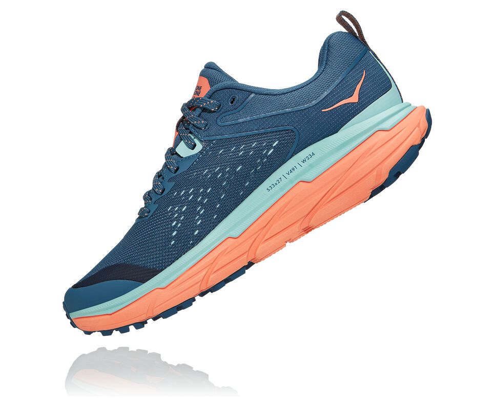 Women's Hoka One One Challenger ATR 6 Trail Running Shoes Real Teal / Cantaloupe | JZOWHK450