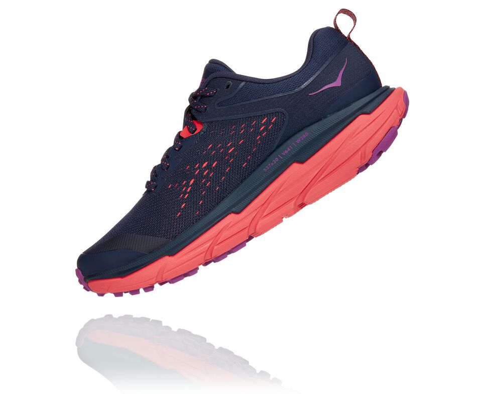 Women's Hoka One One Challenger ATR 6 Trail Running Shoes Black Iris / Hot Coral | XUSBYL078