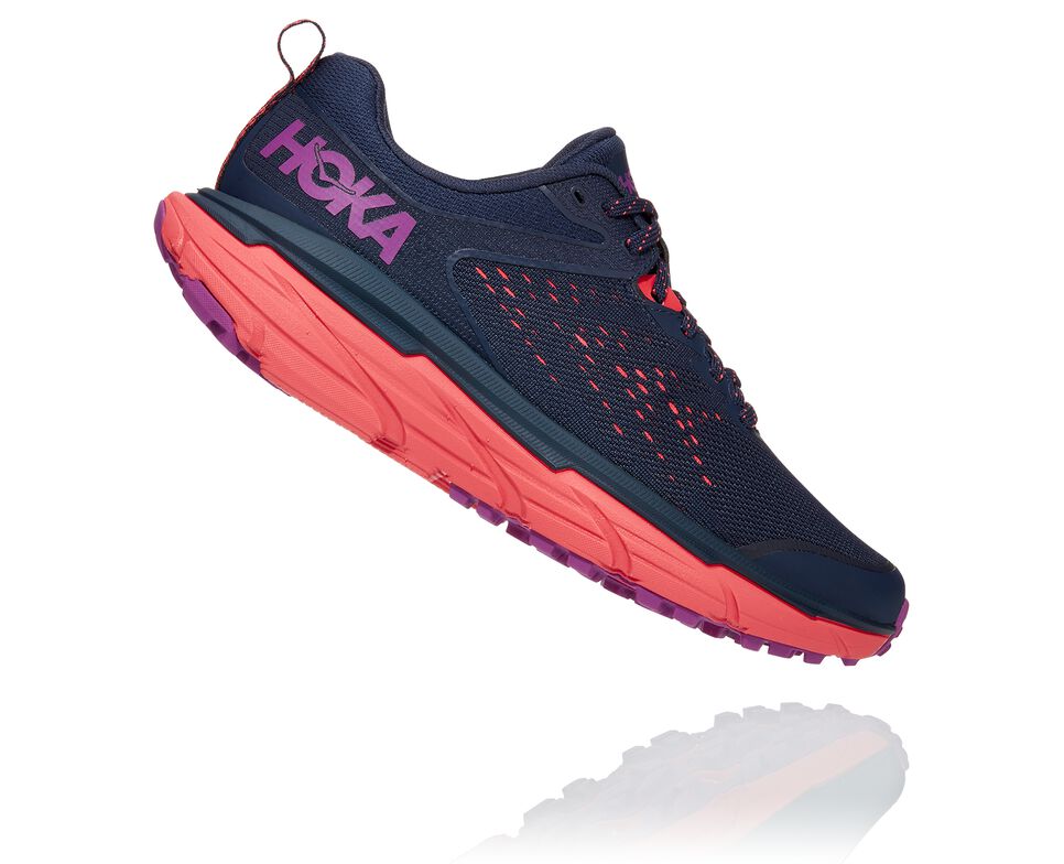 Women's Hoka One One Challenger ATR 6 Trail Running Shoes Black Iris / Hot Coral | XUSBYL078