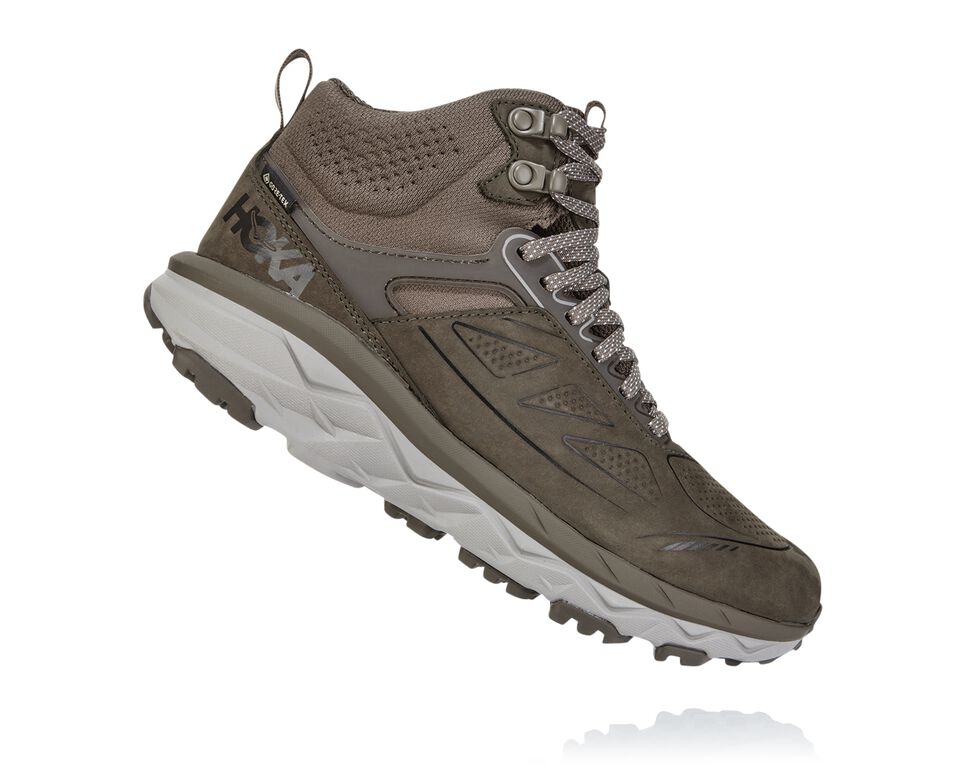 Women's Hoka One One Challenger Mid GORE-TEX Trail Running Shoes Major Brown / Heather | DHZOXC679