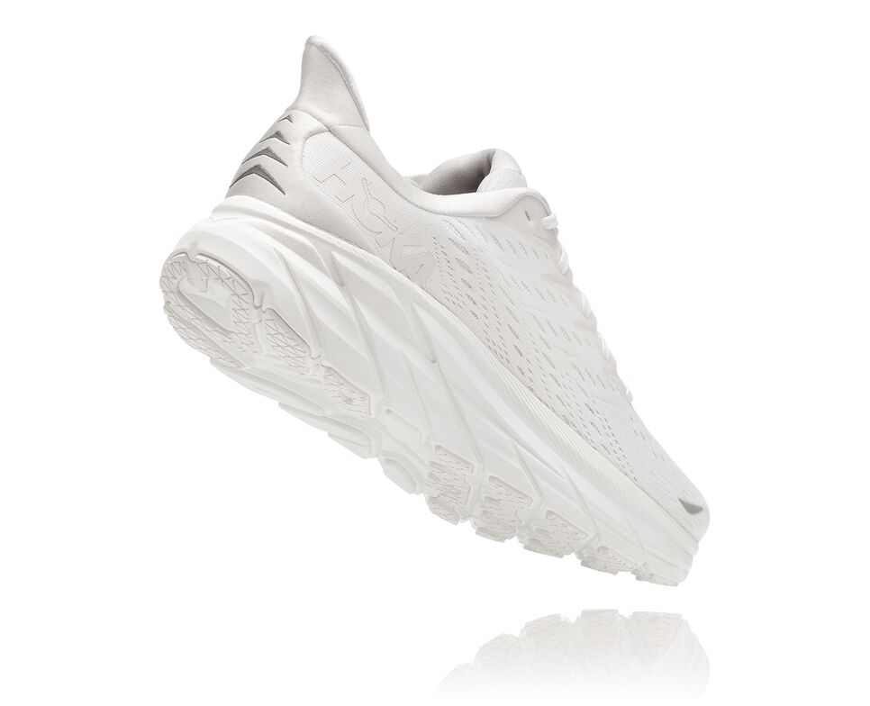 Women's Hoka One One Clifton 8 Road Running Shoes White / White | TFCRWN042