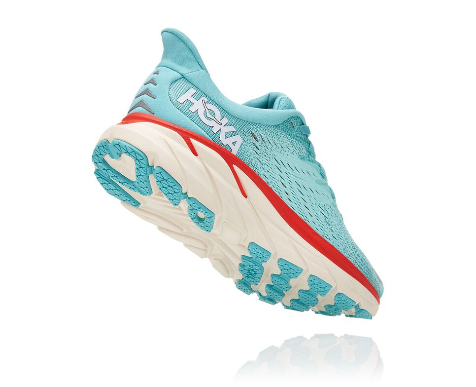 Women's Hoka One One Clifton 8 Road Running Shoes Aquarelle / Eggshell Blue | TWJLQD341