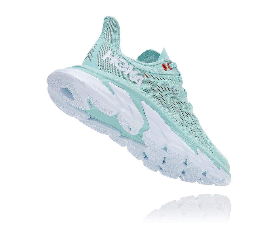 Women's Hoka One One Clifton Edge Road Running Shoes Eggshell Blue / White | ANYPQS718