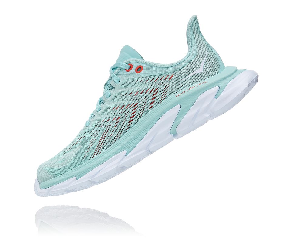 Women's Hoka One One Clifton Edge Road Running Shoes Eggshell Blue / White | ANYPQS718