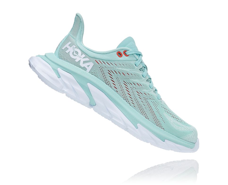 Women's Hoka One One Clifton Edge Road Running Shoes Eggshell Blue / White | ANYPQS718