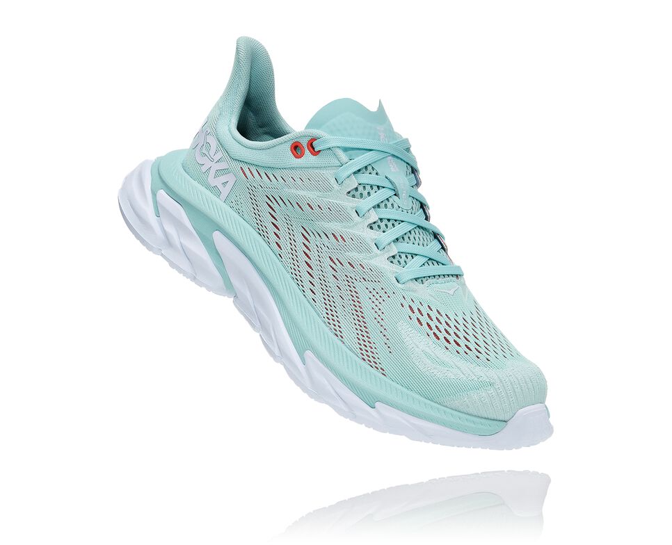 Women\'s Hoka One One Clifton Edge Road Running Shoes Eggshell Blue / White | ANYPQS718