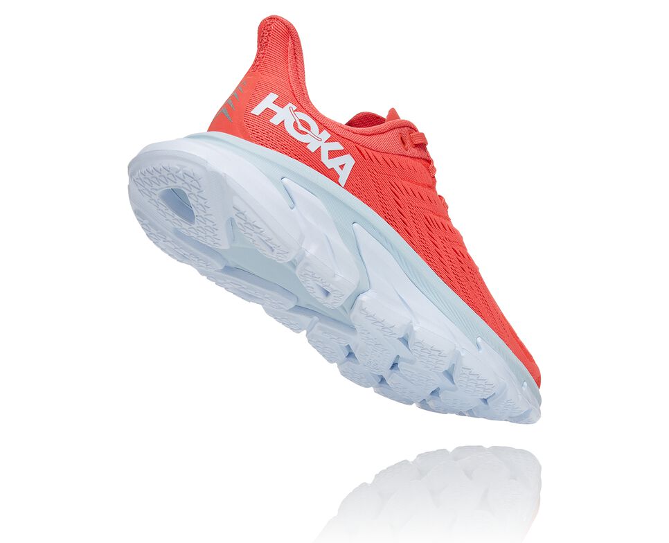 Women's Hoka One One Clifton Edge Road Running Shoes Hot Coral / White | BARGTL502