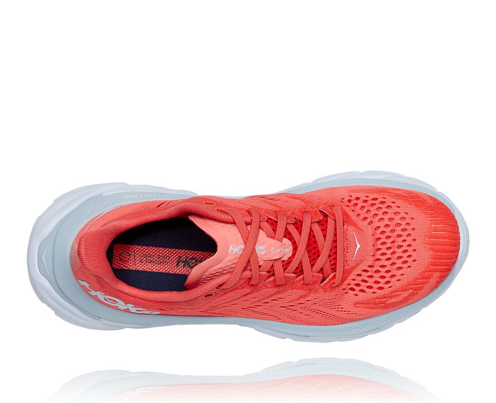 Women's Hoka One One Clifton Edge Road Running Shoes Hot Coral / White | BARGTL502