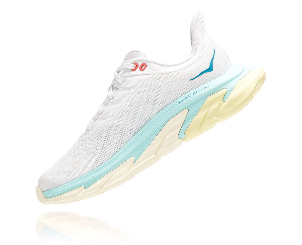 Women's Hoka One One Clifton Edge Road Running Shoes Blanc De Blanc / Blue Tint | LBXPIT916