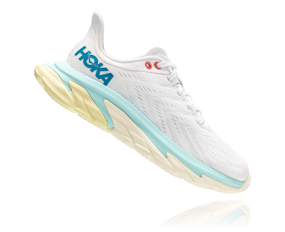 Women's Hoka One One Clifton Edge Road Running Shoes Blanc De Blanc / Blue Tint | LBXPIT916