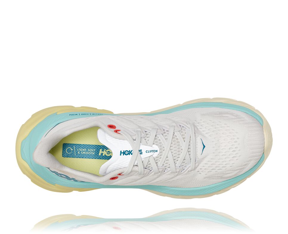 Women's Hoka One One Clifton Edge Road Running Shoes Blanc De Blanc / Blue Tint | LBXPIT916