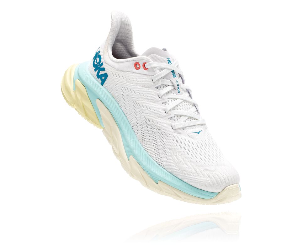 Women\'s Hoka One One Clifton Edge Road Running Shoes Blanc De Blanc / Blue Tint | LBXPIT916