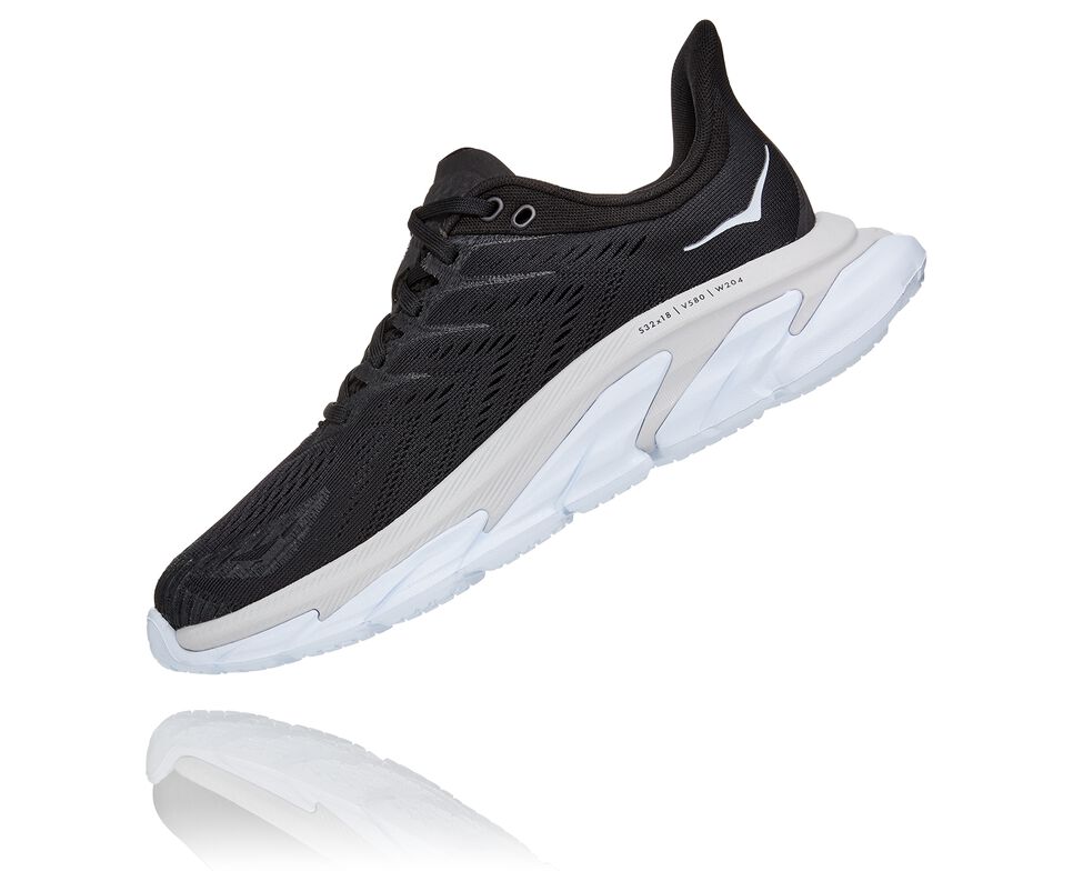 Women's Hoka One One Clifton Edge Road Running Shoes Black / White | VMSBFN039