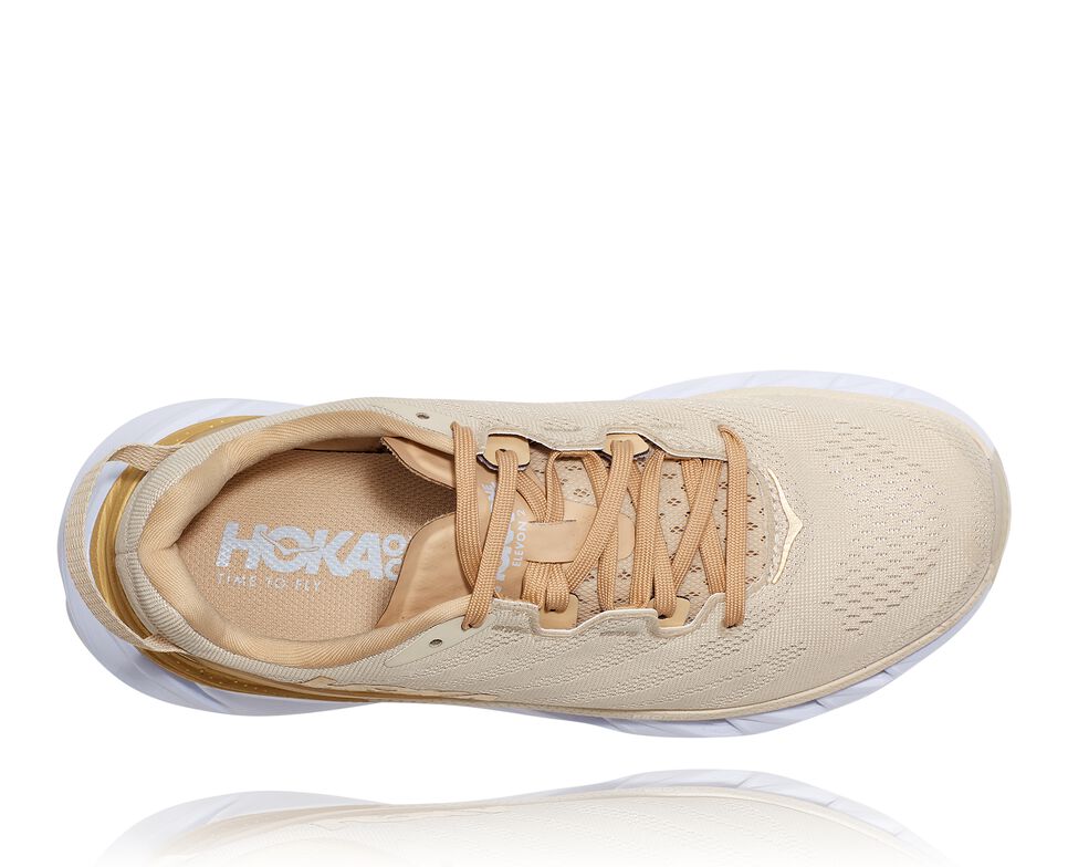 Women's Hoka One One Elevon 2 Road Running Shoes Almond Milk / White | VAPBDH874