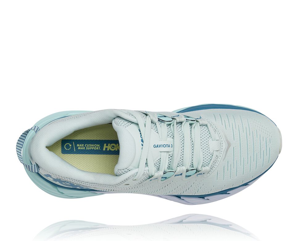 Women's Hoka One One Gaviota 3 Road Running Shoes Morning Mist / Blue Tint | FKCPMY457