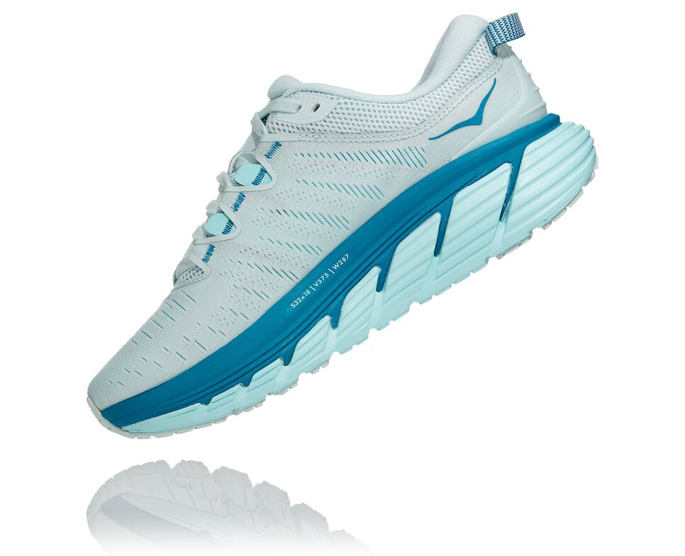 Women's Hoka One One Gaviota 3 Road Running Shoes Morning Mist / Blue Tint | FKCPMY457